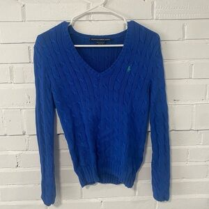 ralph lauren blue v-neck sweater size S